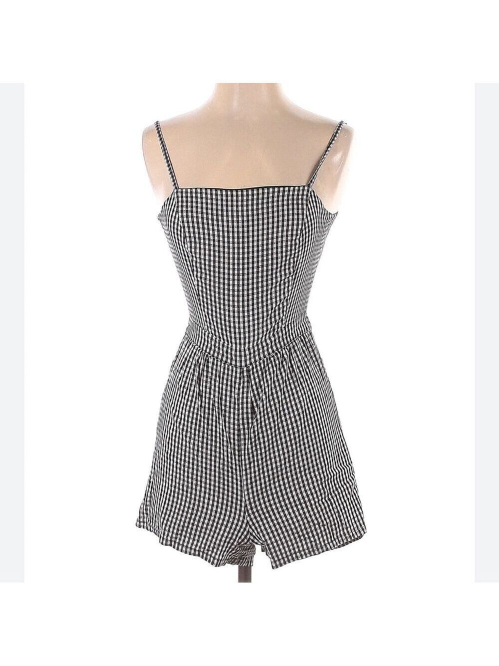 Kendall & Kylie Gingham Checkered Print Black and White Romper - Picture 3 of 6